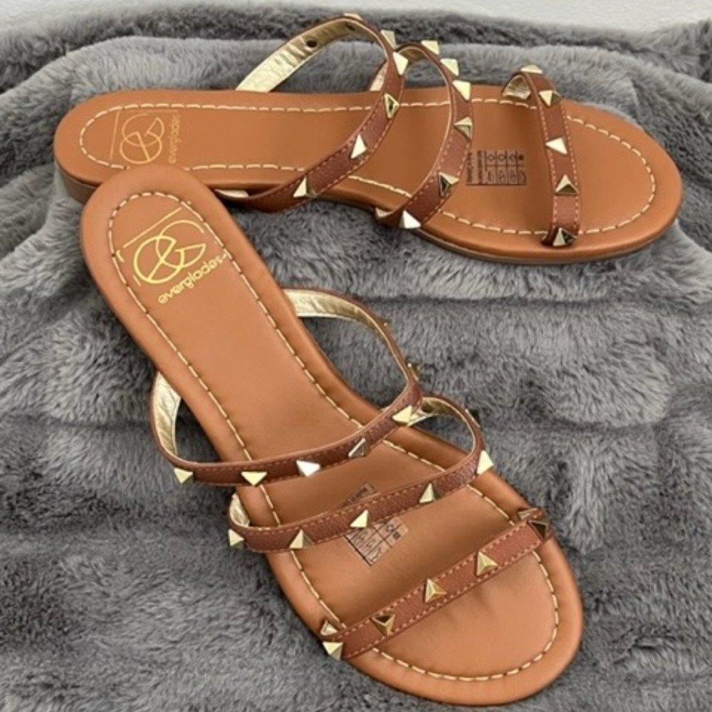 Brown Strappy Studded Sandals